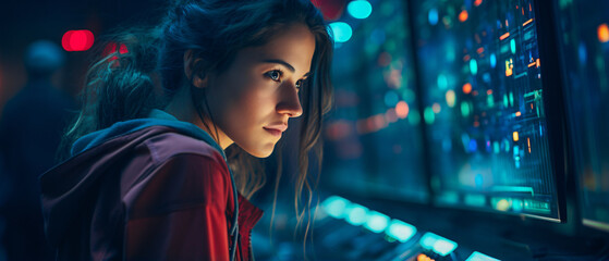 close up of a woman programmer at work