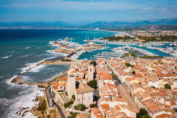 Wall Mural - Antibes aerial panoramic view, France