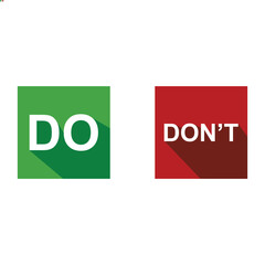 Poster - Do and Don't vector illustration button choice. Suitable for elements of advice info graphic information or tips. Check mark and cross mark icon.