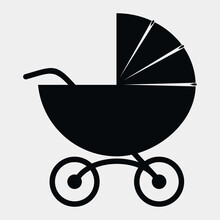 Baby Stroller Vector Icon Isolated On White Background