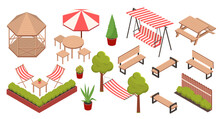 Isometric Garden Furniture Vector Set