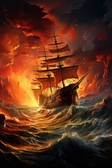 Canvas Print - a ship in the sea