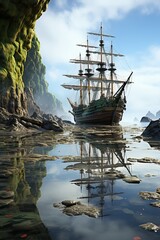 Canvas Print - a ship in the water