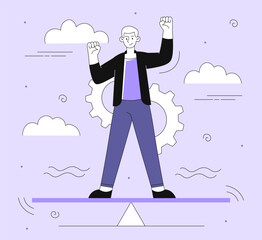 Man with stability line vector concept