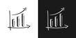 © hardqor4ik - Growing graph, bar chart, doodle icon in black and white colors. Hand drawn graph icon. Vector EPS 10