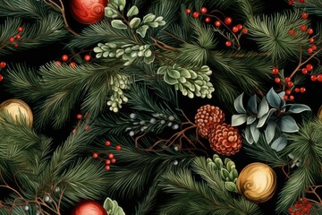 Wall Mural - Abstract pattern with a Christmas tree in the style of a postcard, New Year Background