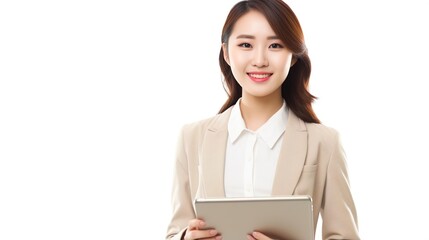 Poster - portrait of an asian business woman with tablet computer