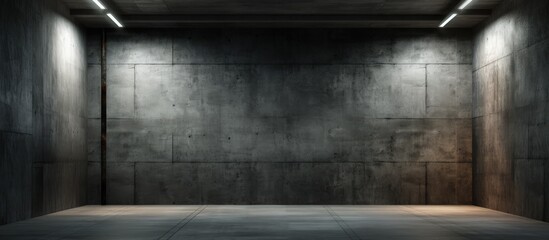 Poster - Illustration of an urban architectural interior with a dimly lit concrete room