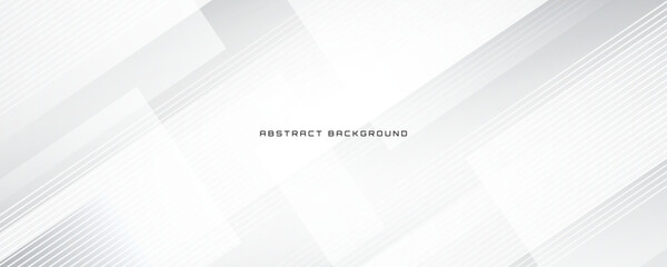 Poster - White geometric abstract background overlap layer on bright space with lines effect decoration. Modern graphic design element cutout style concept for banner, flyer, card, cover, or brochure