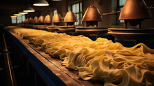 Fresh Pasta Drying On Equipment.