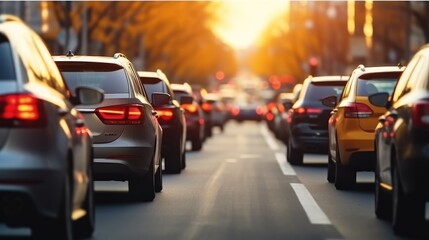 Poster - Traffic jam in the city.