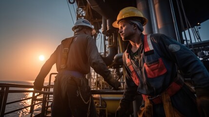 Poster - Worker working on an oil rig.