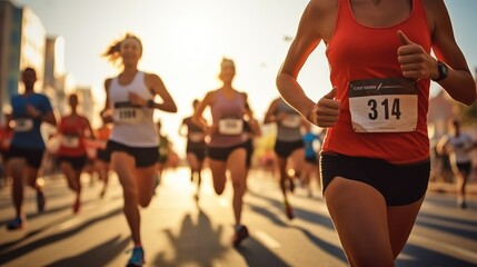 Wall Mural - Racing Together, Runners at half marathon event.