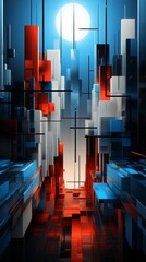 Wall Mural - an abstract geometric background in red and blue. generative ai.
