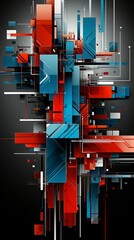 Wall Mural - an abstract geometric background in red and blue. generative ai.