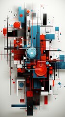 Wall Mural - an abstract geometric background in red and blue. generative ai.
