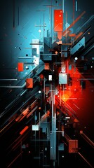 Wall Mural - an abstract geometric background in red and blue. generative ai.