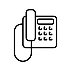 Poster - Office phone line icon, telephone vector sign, linear flat illustration on white background..eps