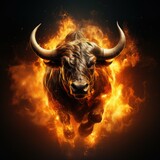 Fototapeta  - Burning bull in the fire