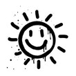 Spray painted graffiti Sunshine icon. sunny day face symbol. isolated on white background. vector illustration