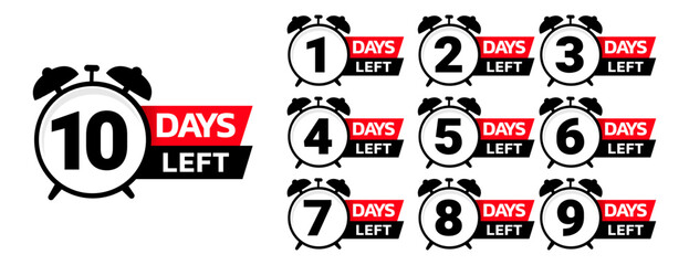 Wall Mural - Number of days left to go sign for sale and promotion. Countdown left days.