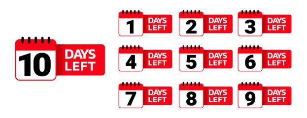 Wall Mural - Number of days left to go sign for sale and promotion. Countdown left days.