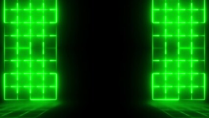 Green energy technology motion backgrounds with neon laser lines