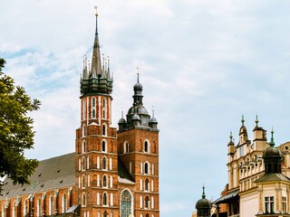 Wall Mural - St. Mary's Church or the Church of the Assumption of the Blessed Virgin Mary - a Catholic church of Gothic architecture, in 1962 received the title of a small basilica, Krakow,Poland.