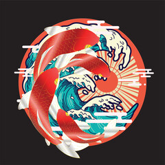 Poster - koi fish vector logo icon