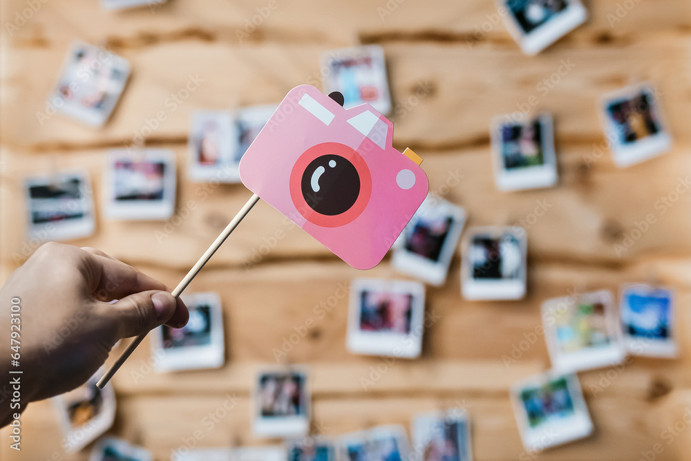 A photo object props, a photo booth, a camera on a stick, against the ...