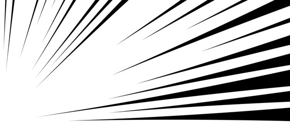 Poster - Diagonal speed lines background. Comic book explosion wallpaper. Abstract black and white flash frame design. Manga anime cartoon beam sun burst. Pop art corner effect. Vector backdrop