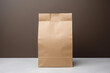 Brown Coffee Craft Paper Pouch Bag Packaging Mockup, Empty Packaging Template, Blank Merchandise Advertising Display. Generative AI