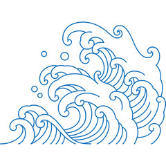 Wall Mural - japane sea wave oriental vintage style line art ornate vector illustration