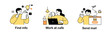 © MINIWIDE - Collection of business freelance characters. TThey search for new information, work in cafes, and email their work.