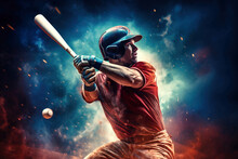 Photo Of A Baseball Player Swinging A Bat At A Ball