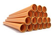 Bunch of plastic brown sewer pipes with the seal - 3D illustration