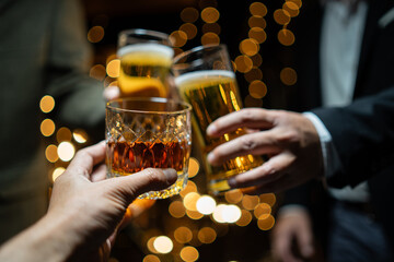 Celebrate whiskey on a friendly party in  restaurant