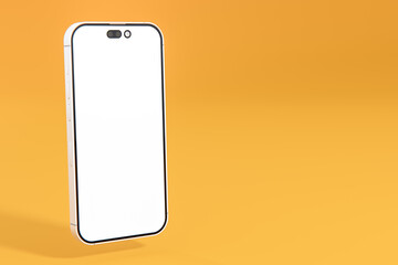 Poster - Mockup cellphone. Smartphone with empty white screen, presenting new app, copy space mock up, website design banner. Mobile App Advertisement.
