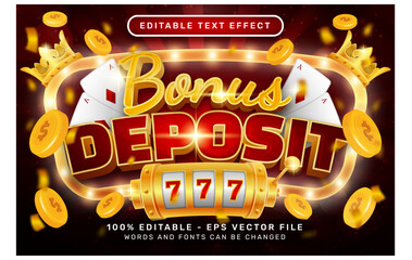 Poster - Editable text effect - bonus deposit casino 3d style concept	