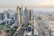 This view looks southbound, past the Dubai International Finance Centre and Burj Khalifa towards the Burj Al Arab and Dubai Marina.