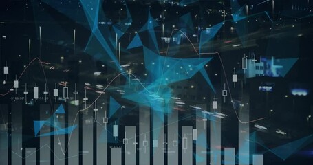Poster - Animation of 3d triangles and multiple graphs over time lapse of moving vehicles on street