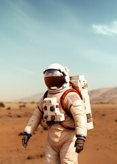 Wall Mural - portrait of spaceman or astronaut on the surface of moon