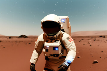 Wall Mural - portrait of spaceman or astronaut on the surface of moon