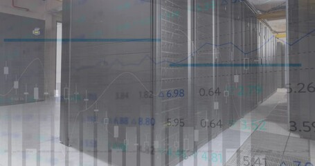 Poster - Animation of statistical and stock market against computer server room