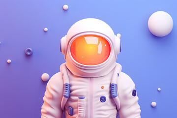 Wall Mural - Cute spaceman or astronaut, minimalistic design