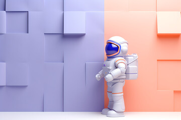 Wall Mural - cute baby spaceman or astronaut, minimalistic design