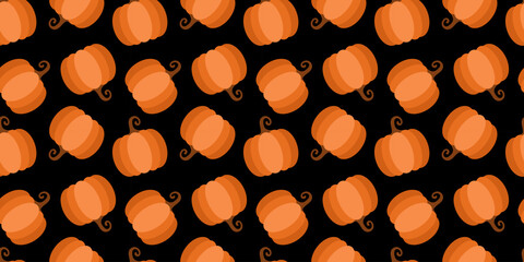 Poster - Pumpkin vector pattern backgorund, flat illustration