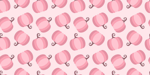 Poster - Pink pumpkin vector pattern background, pastel Halloween wallpaper