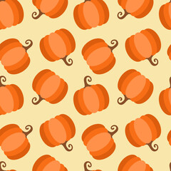 Wall Mural - Seamless pumpkin vector pattern, Halloween background