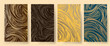 Set of templates. Luxury golden background with wood annual rings texture. Banner with tree pattern. Stamp of tree trunk in section. 